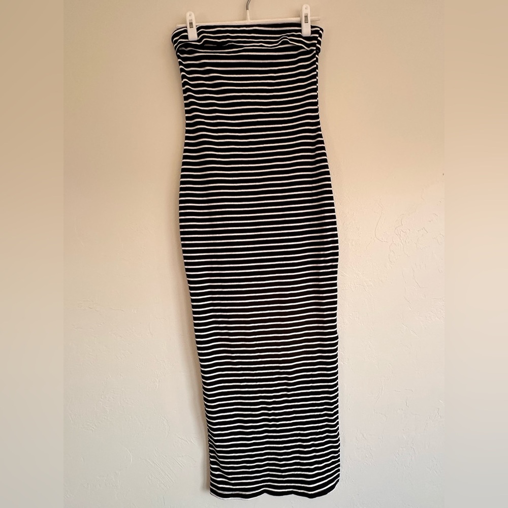 PrettyGarden Black and White Stripe Maxi Summer Bodycon Dress NWT